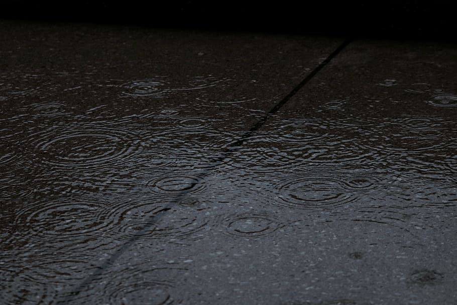 gotas, agua, foto de primer plano de pavimento, camino, calle, mojado, lluvia, fondos, patrón, sin gente