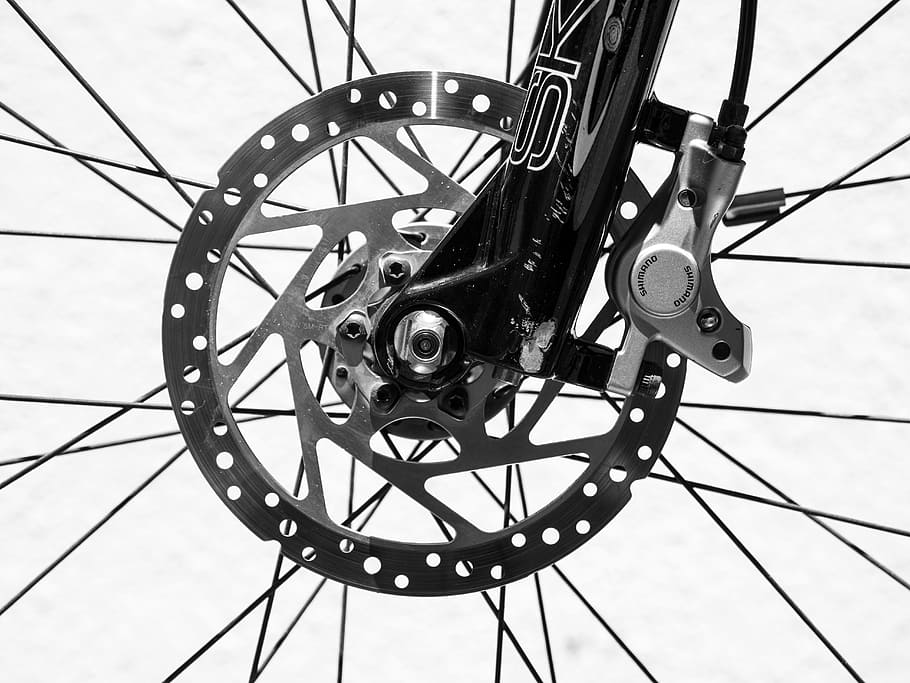 mountain bike disk brake, bicycle, wheel, bike, brake, cycling, cycle, spoke, metal, disc