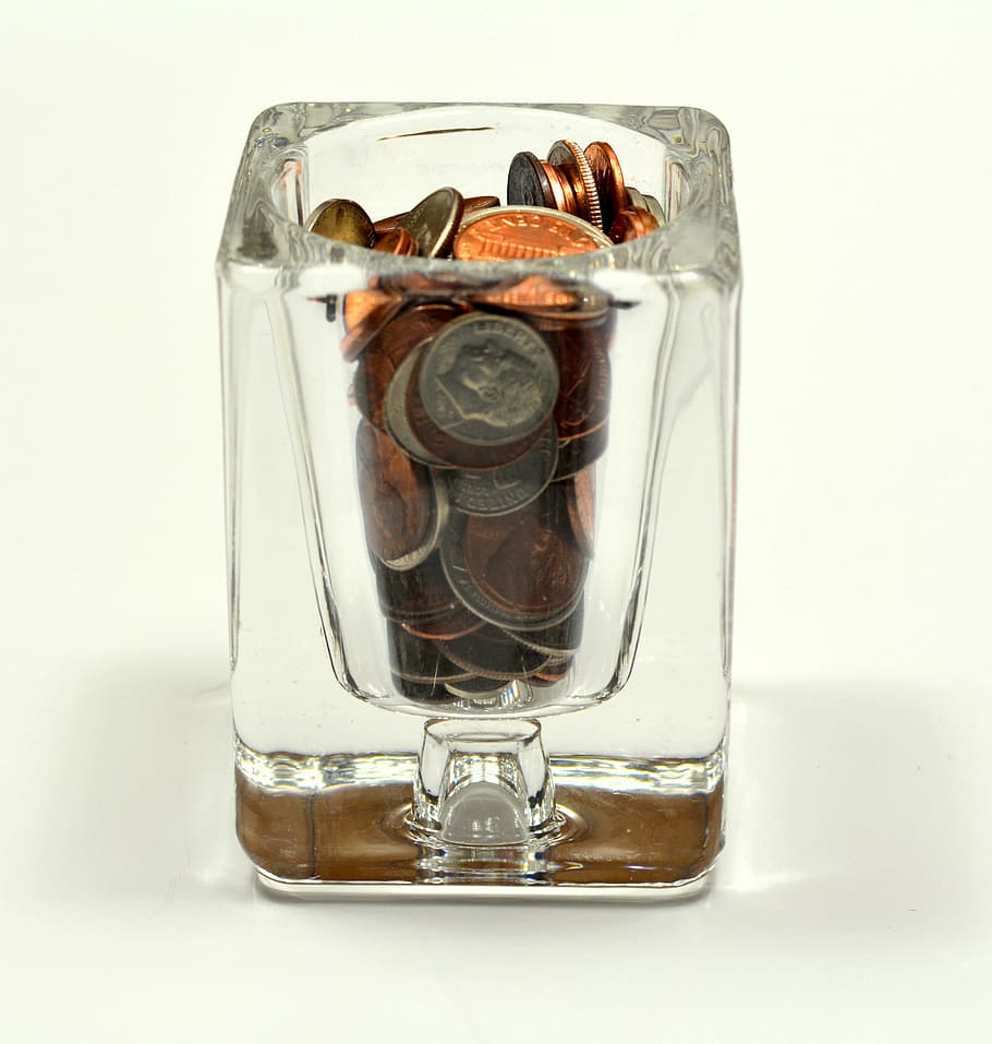 Glass, Change, Money, Cash, Jar, financial, save, wealth, currency, investment