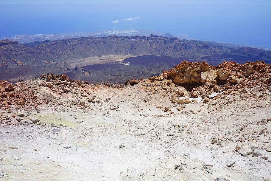 teide, pico del teide, summit, volcanic crater, crater, volcano, outlook, distant view, read cañadas, caldera
