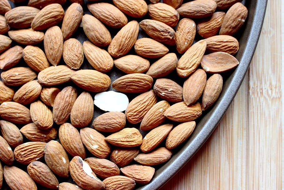 almonds, grains, dried fruit, almond, kitchen, food, large group of objects, food and drink, abundance, nut