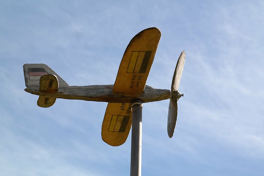 aircraft, flyer, propeller, model, game aircraft, wing, air Vehicle, sky, low angle view, day