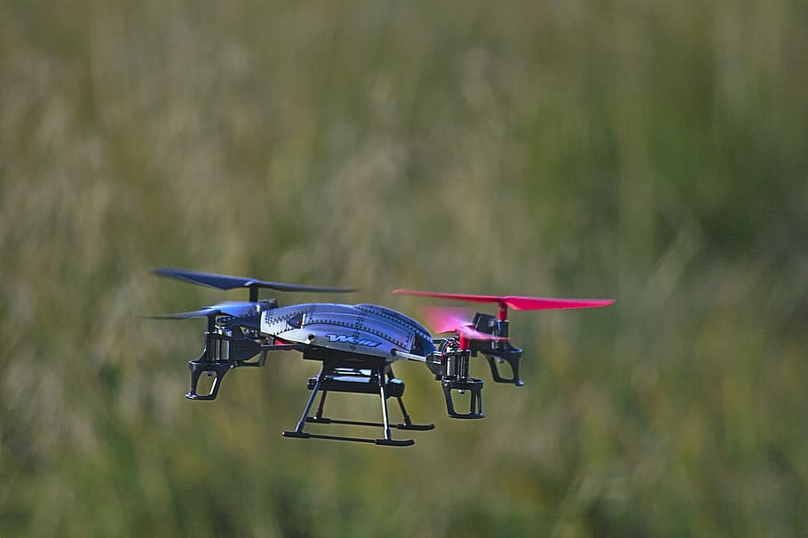 selective, focus photography, quadcopter, drone, flying, technology, aircraft, remote, control, unmanned
