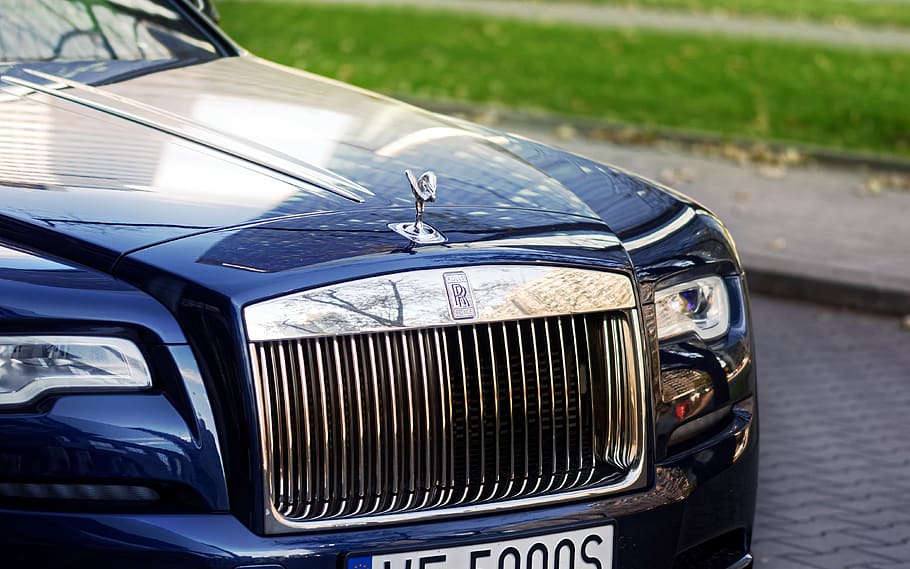 car, luxury, rolls-royce, limo service, auto, vehicle, blue, metallic, reflections, transport