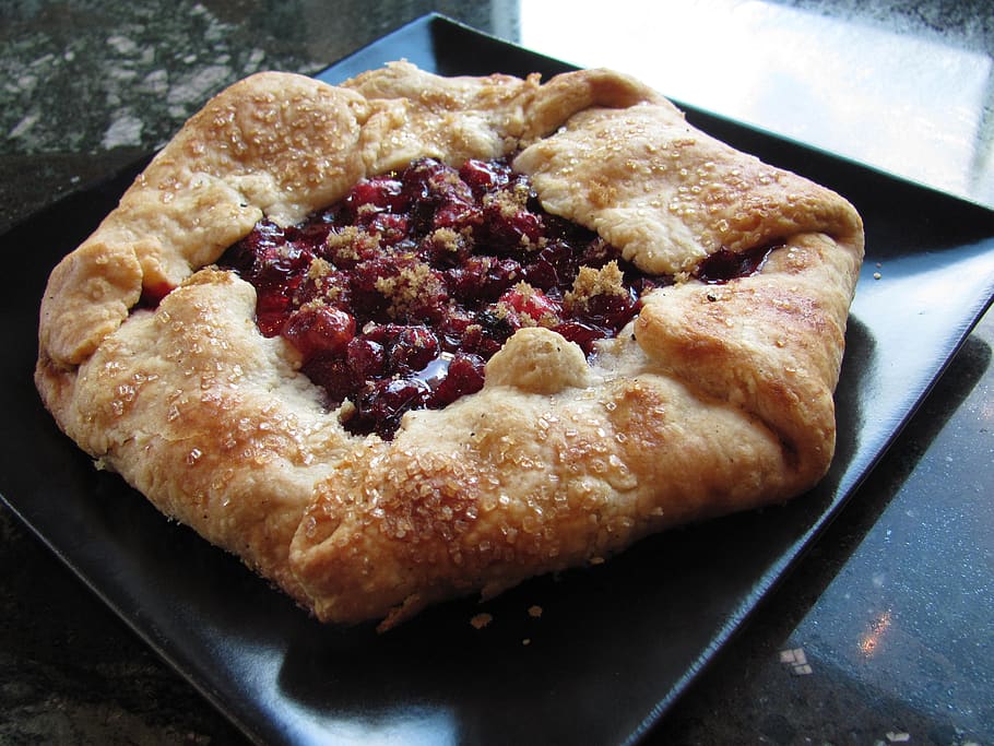 danish pastry, cranberry, dessert, galette, sweet, fruit, homemade, delicious, food, food and drink