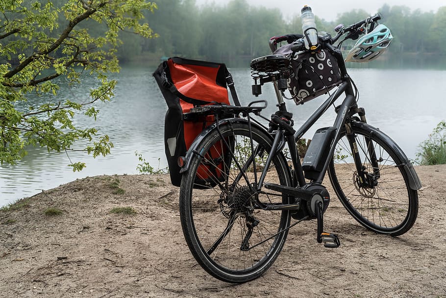 wheel, lake, e-bike, bike, water, bicycle tour, landscape, nature, schwalm, forest
