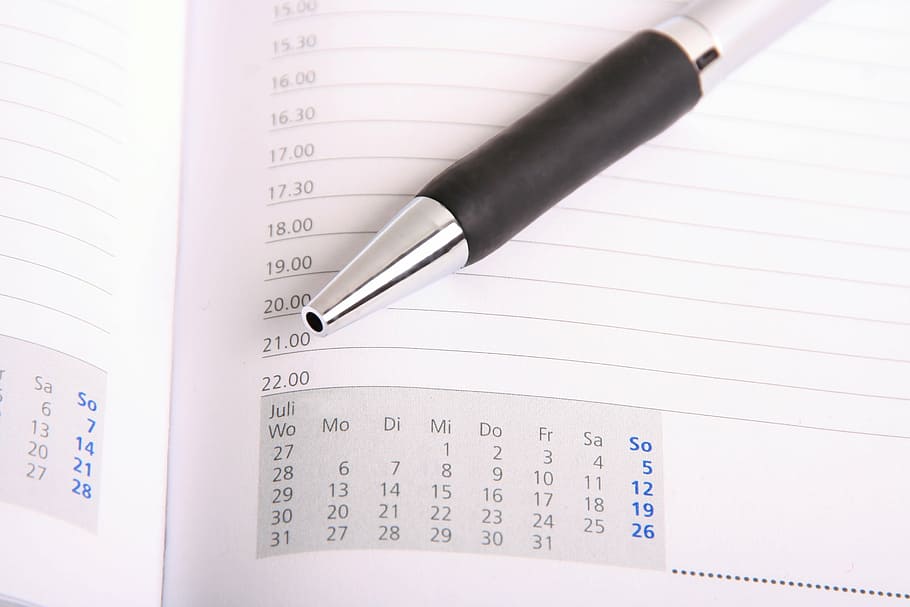 gray, click pen, white, line paper, calendar, time, plan, office, note, appointment
