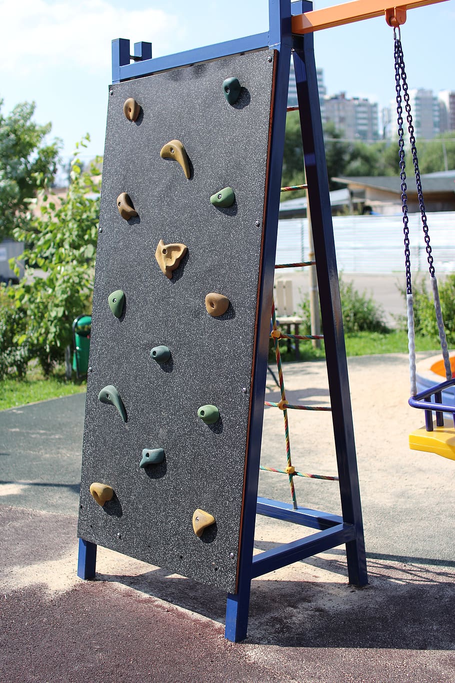 playground, outdoors, travel, rock climber, climbing, for children, day, metal, focus on foreground, nature