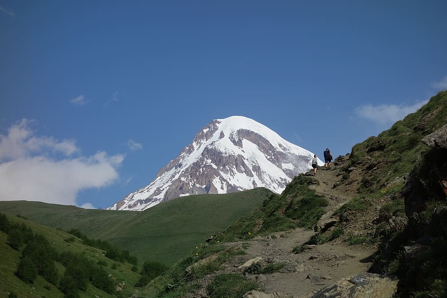 georgia, mountains, kazbek, caucasus, landscape, nature, panorama, tourism, mountain, sky