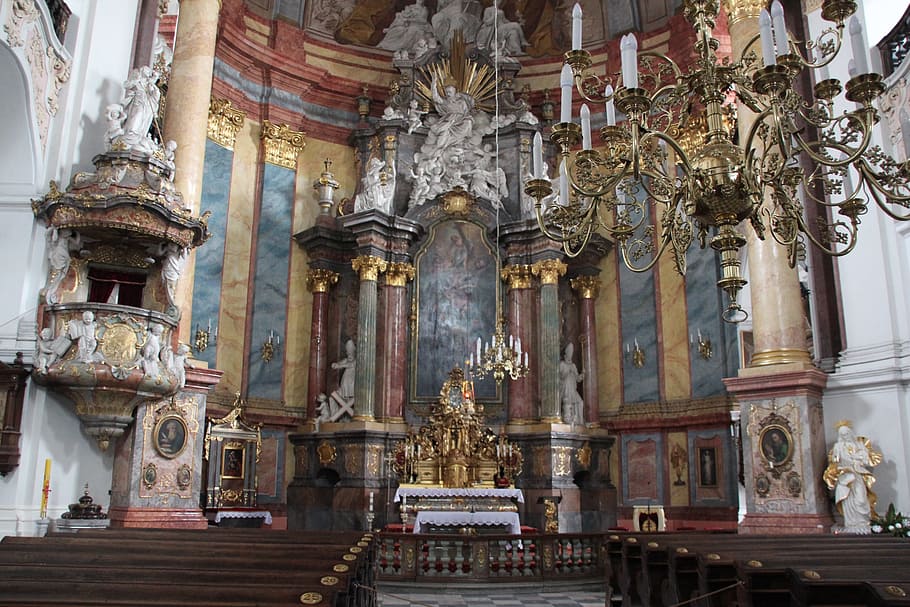 Nysa Kłodzka, Gereja, interior, barok, interior gereja, seni, kuil, agama, altar, arsitektur