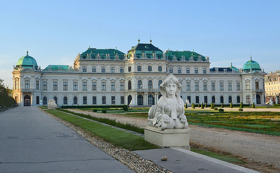 Belvedere, Castle, Sphinx, Baroque, belvedere, castle, vienna, upper belvedere, back, austria, prinz eugen