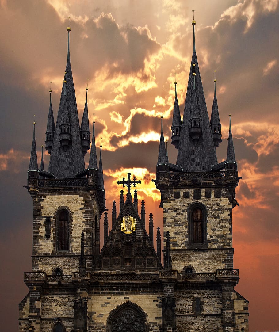 gray, black, castle, prague, churches, czech republic, old town, capital, historically, charles bridge