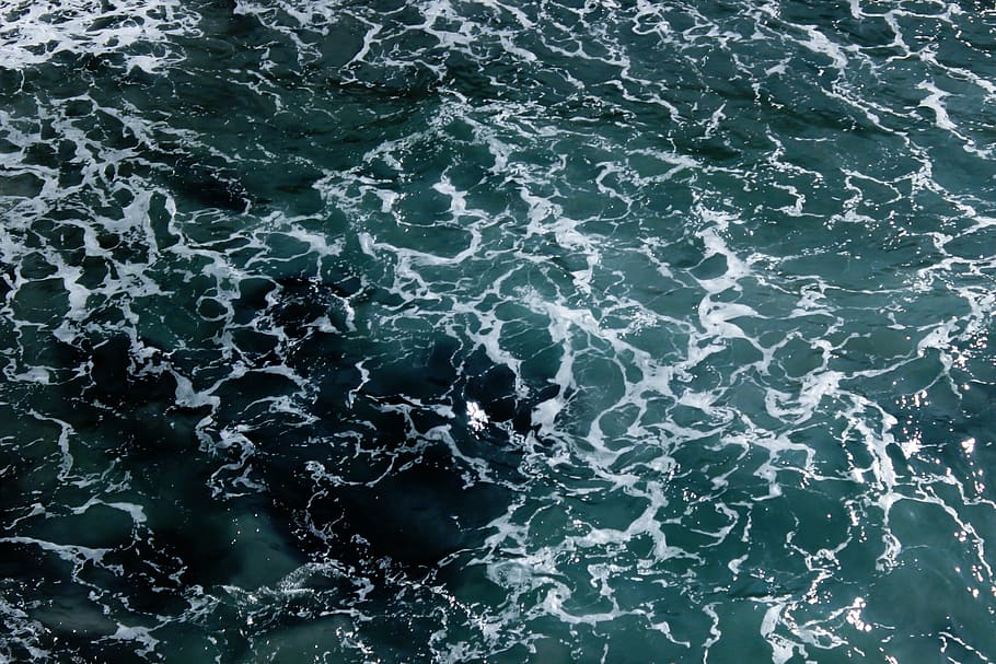aerial, photography, body, water, nature, crashing, waves, ocean, blue, sea