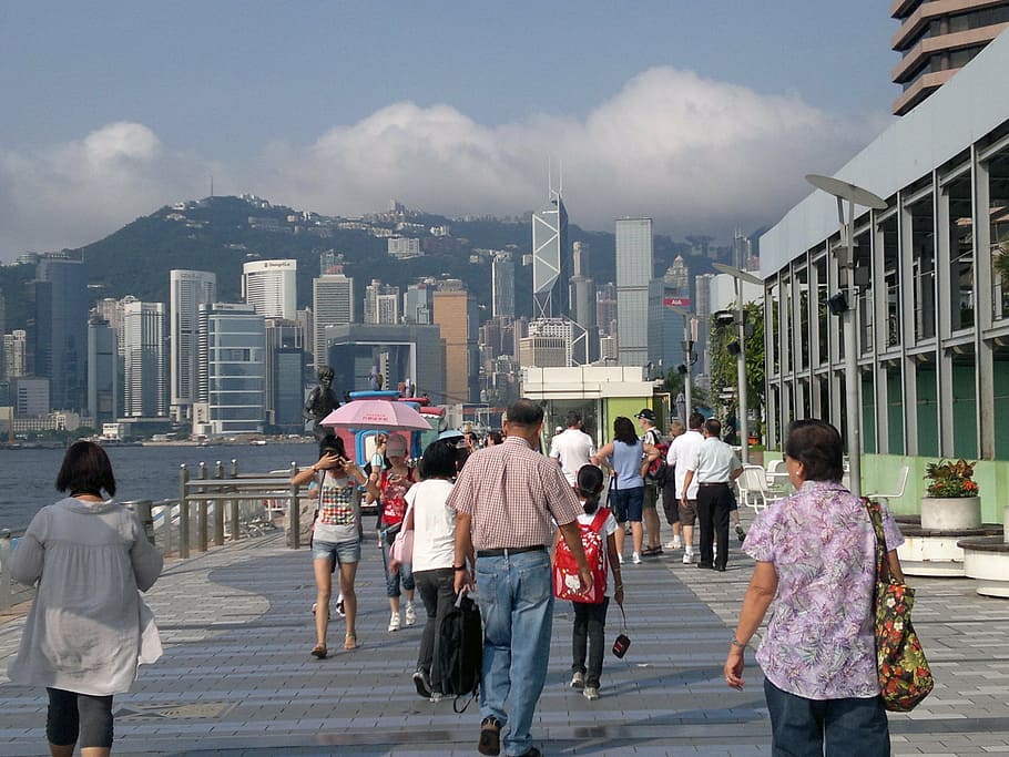 pasarela, kowloon, hong, kong, chino, arquitectura, ciudad, grupo de personas, exterior del edificio, estructura construida