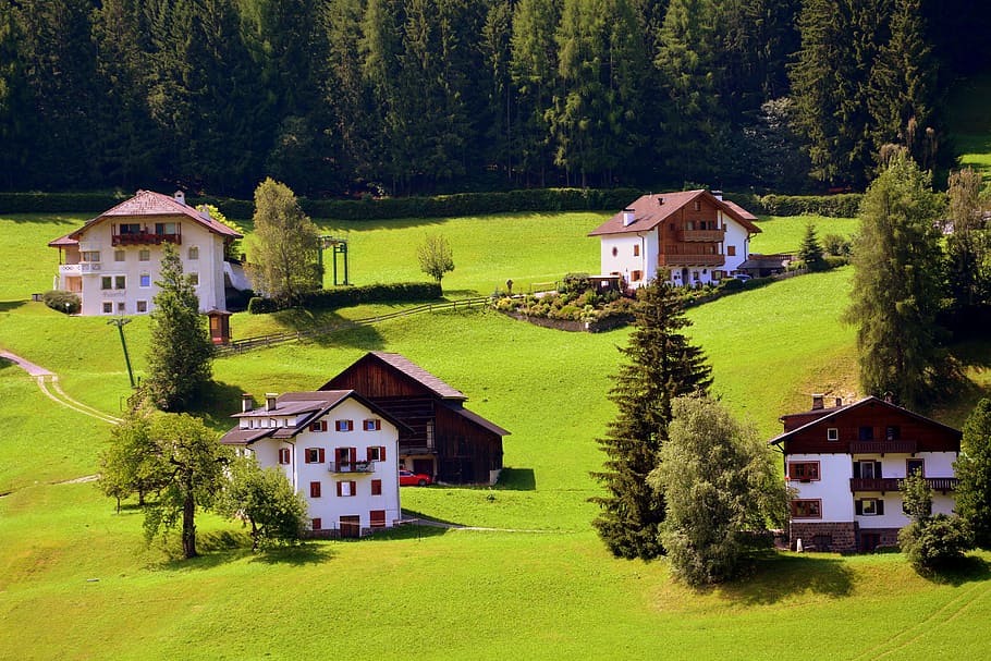 casa, prato, montaña, verde, naturaleza, casas, tranquilidad, montañas, arquitectura, edificio