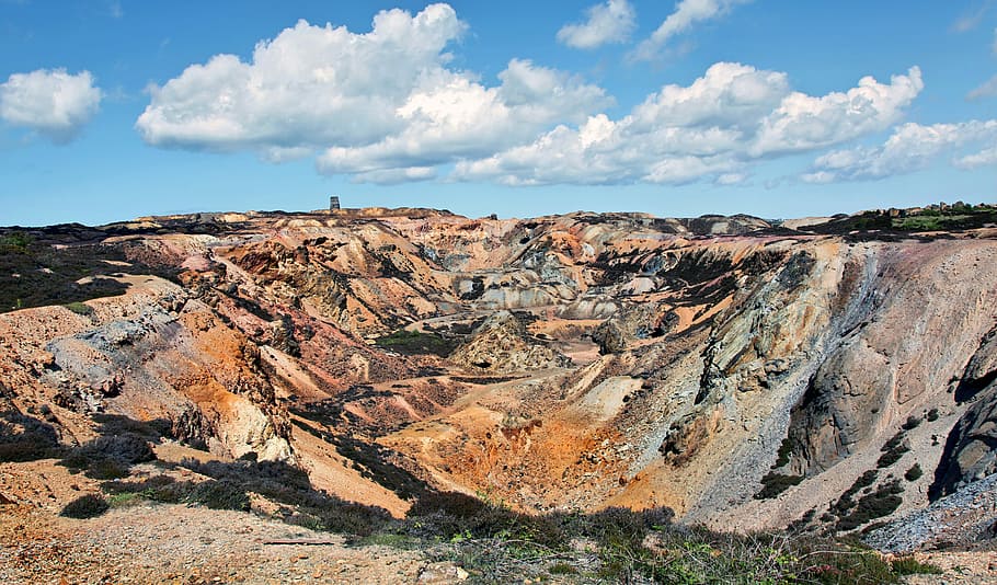 industrial, wasteland, Paris Mountain, Industrial Wasteland, copper mining, anglesey, cloud - sky, rock - object, nature, day