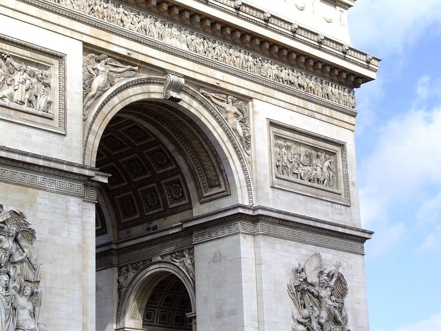 arco, de, triomphe, parís, arquitectura, famoso, hito, francia, monumento, histórico