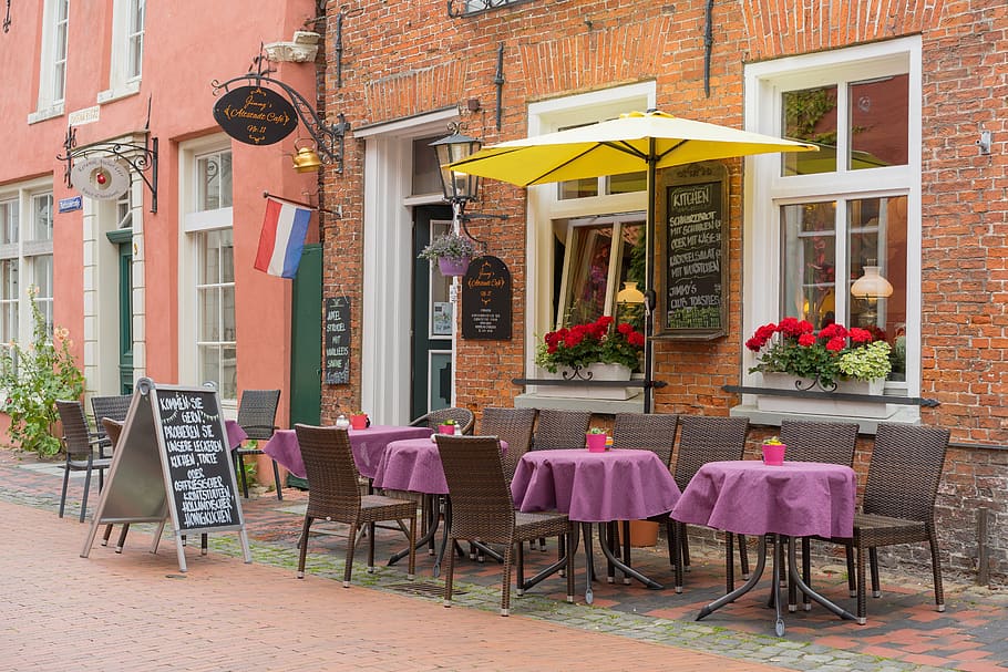 cafe, old town cafe, gastronomy, street cafe, table, road, outside catering, eat, sit, seating