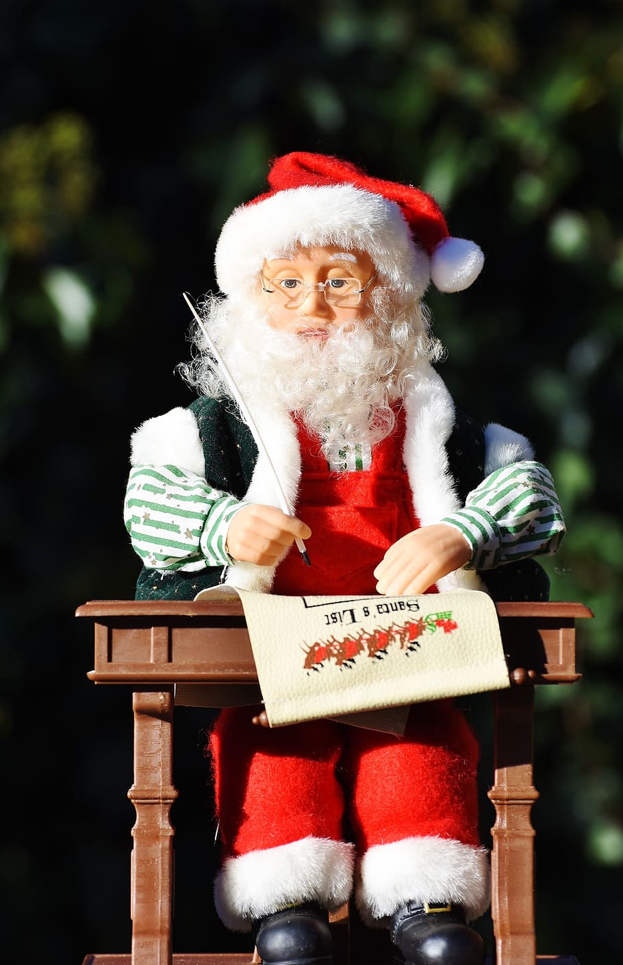 santa claus doll, sitting, desk, nicholas, santa claus, christmas, festival, happy fixed, merry christmas, christmas greeting