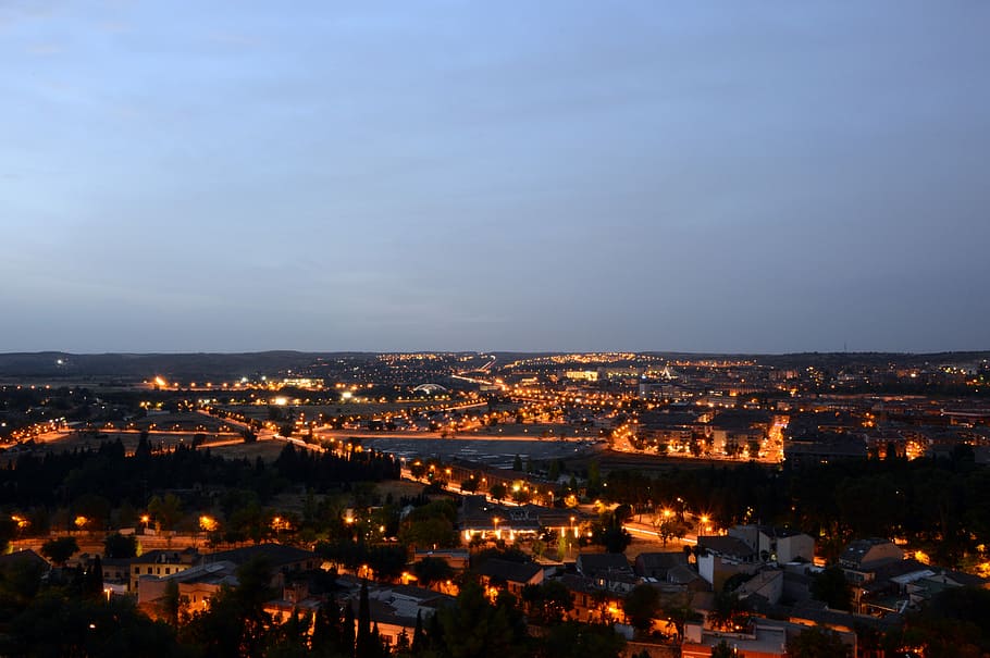Noite, Paisagem, Toledo, Viagem, Cidade, iluminação, arquitetura, monumento, monumentos, turismo