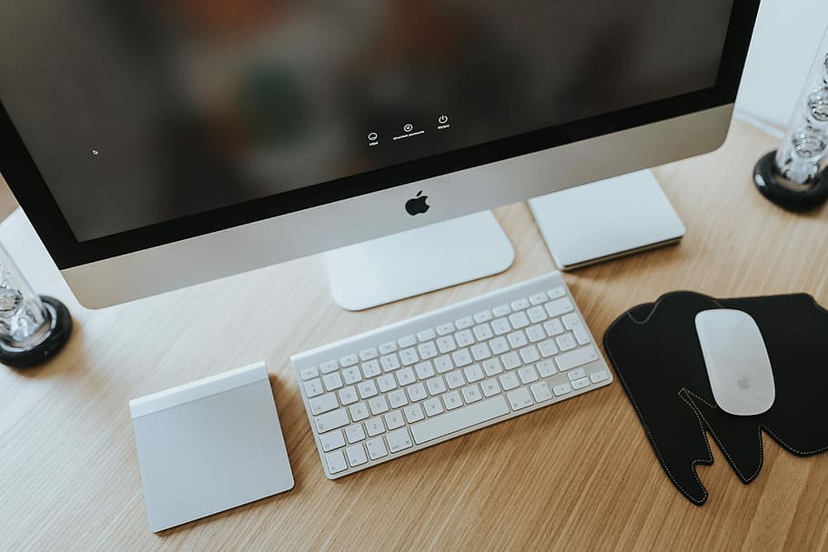 branco, computador imac de maçã, mousepad de elefante, Apple branco, Apple iMac, computador, elefante, mousepad, iMac, Apple
