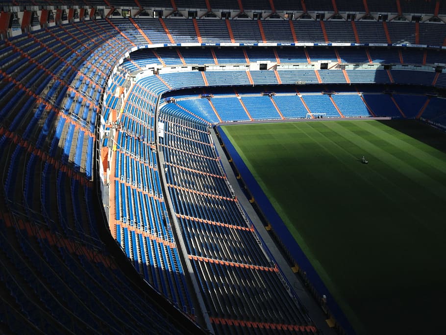 stadium, santiago, football, madrid, lawn, sports, real madrid, sport, architecture, high angle view