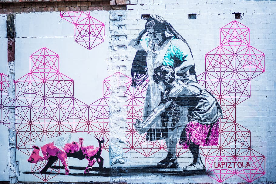 graffiti wall mulher criança, rosa, graffiti, parede, mulher, criança, arte e design, pessoas, adulto, cidade
