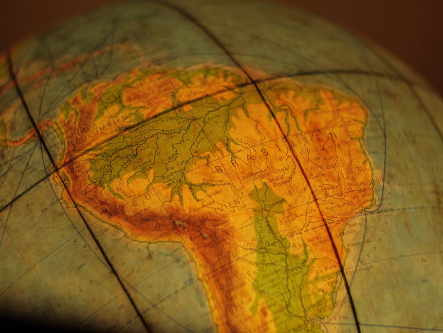 globo de escritorio, Brasil, América del Sur, América, globo, mundo, atlas, viajes, retro, mapa