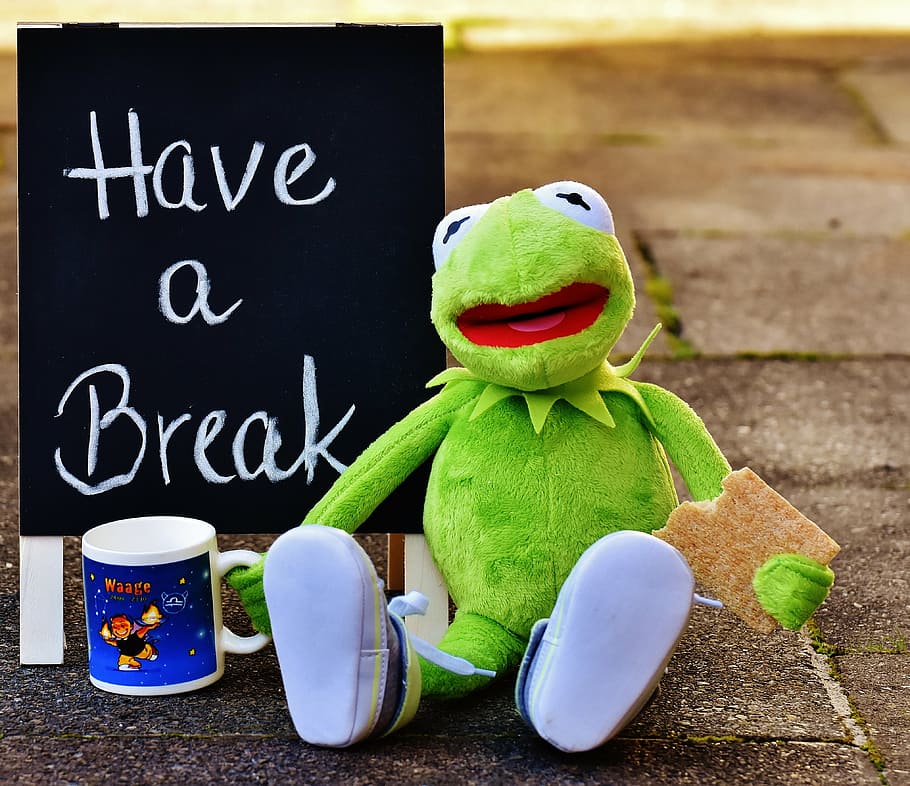 kermit, cup, drink coffee, break, coffee break, coffee cup, funny, cute, coffee mugs, coffee