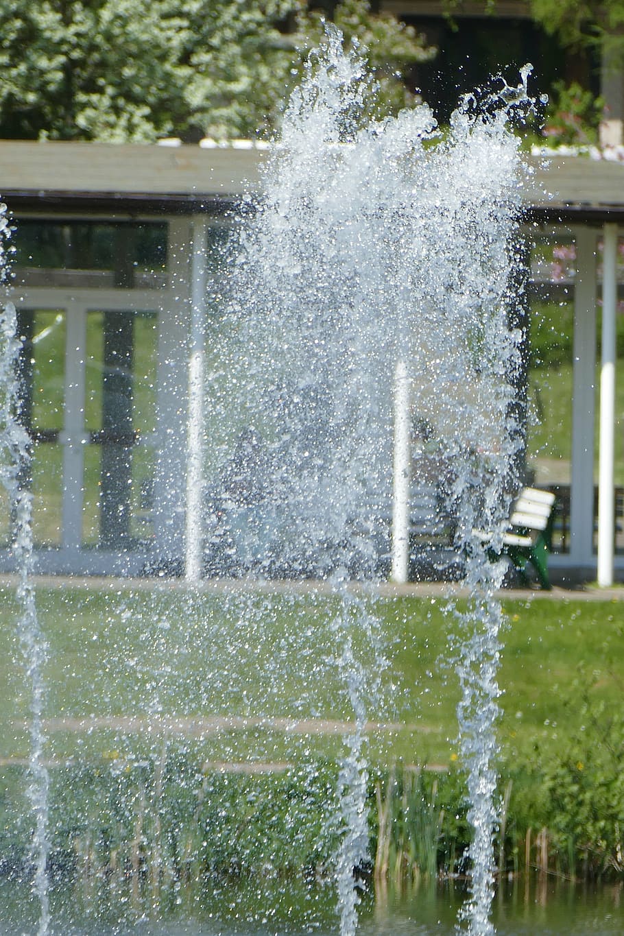water feature, fountain, water, drip, wet, motion, splashing, spraying, sprinkler, day