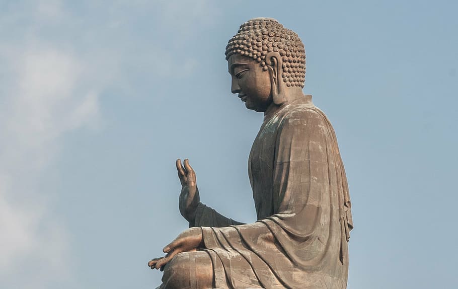 Gautama estatua de Buda, Buda gigante tian tan, zen, 34 metros de altura, 250 toneladas, estatua monumental, bronce, amoghasiddhi, hong kong, china