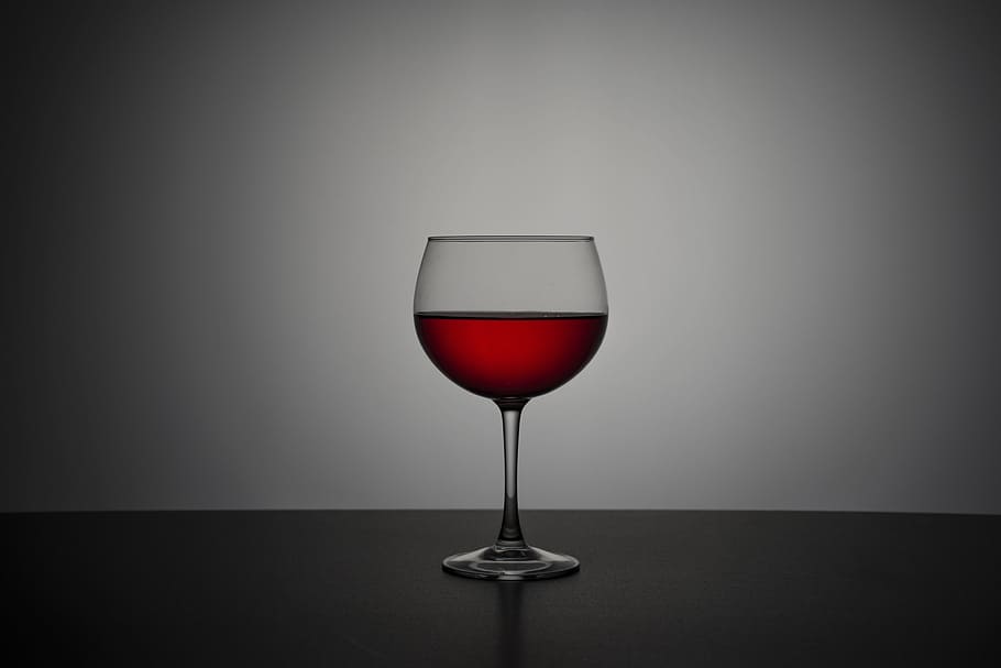 wineglass, half-filled, wine, alcoholic drink, bebe, glass of wine, darkness, red wine, liquid, drink