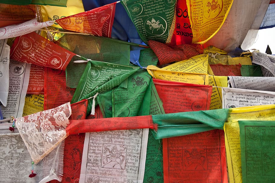 multicolored flag, prayer flags, colorful, buddhism, prayer, buddhist, tibetan, nepal, himalaya, religion