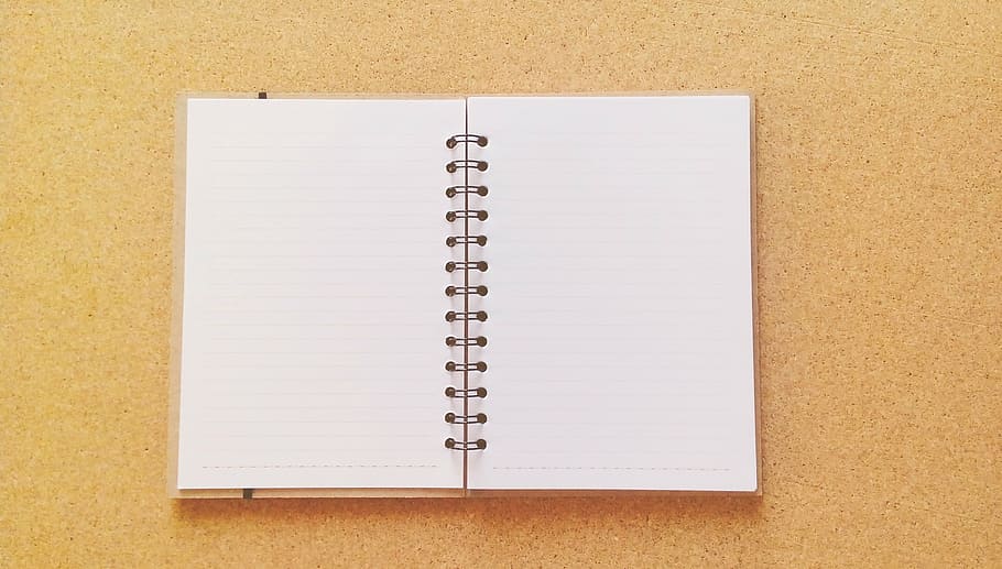 caderno espiral branco, caderno, notas, diário, para escrever, cartão, escrita, trabalho, negócios, observação Almofada