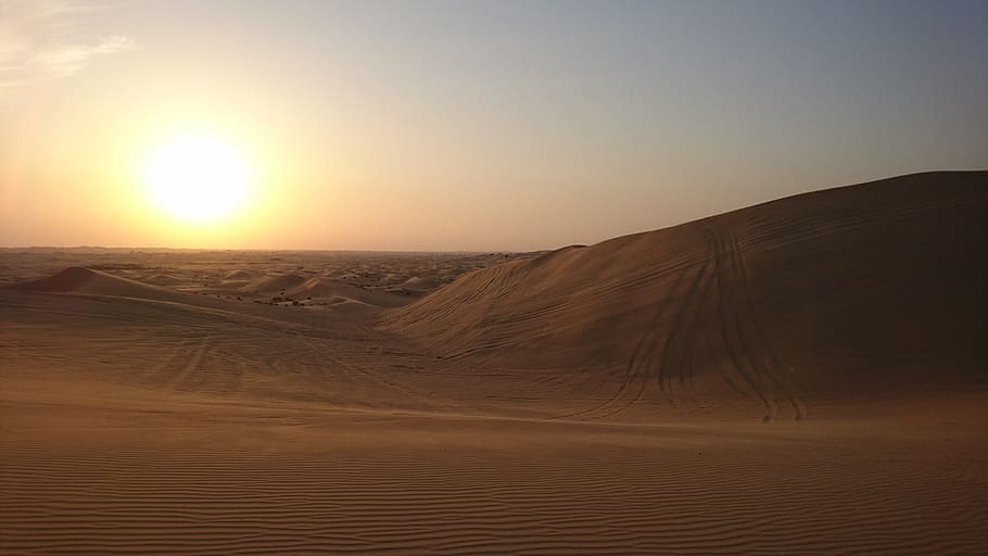desert, arab emirates, sand, sand dune, landscape, scenics - nature, land, environment, climate, sunset