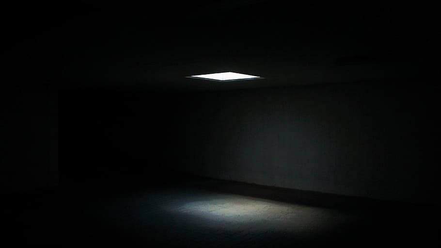 convertido, luz de techo, ventana, luz, oscuro, sombrío, cámara, resplandor, espeluznante, solitario