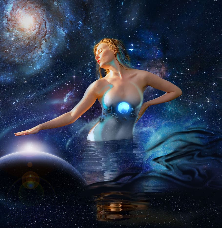 woman, mother, nature, the excitement, creative director, create, the birth of, planet, spiral, galaxy