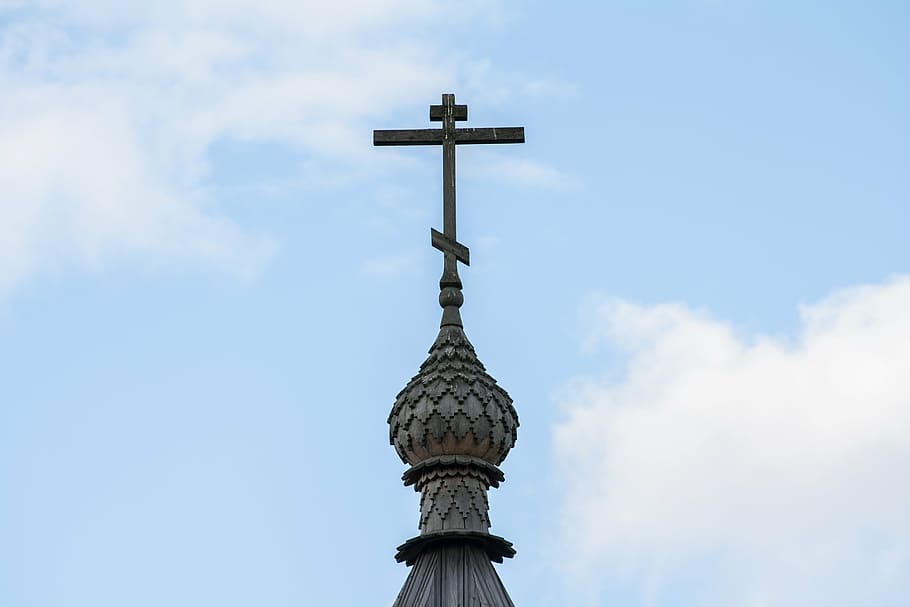 cross, church, orthodoxy, russia, sky, clouds, religion, belief, spirituality, place of worship