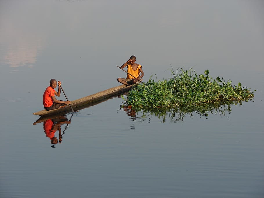 of the congo, fischer, river, africa, water, waterfront, real people, reflection, men, two people