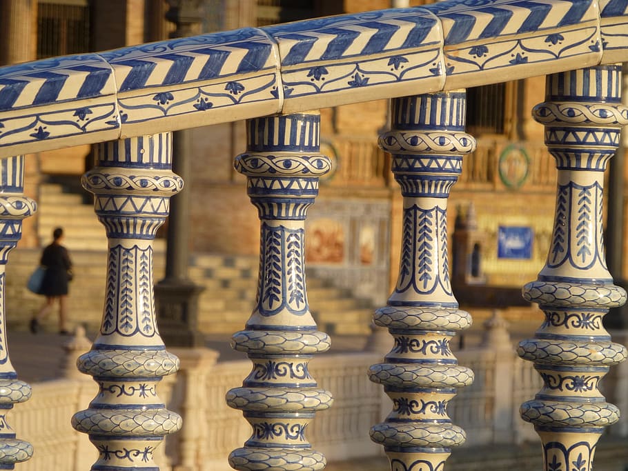 andalusia, seville, plaza españa, crafts, ceramic, rail, board game, pattern, chess, game