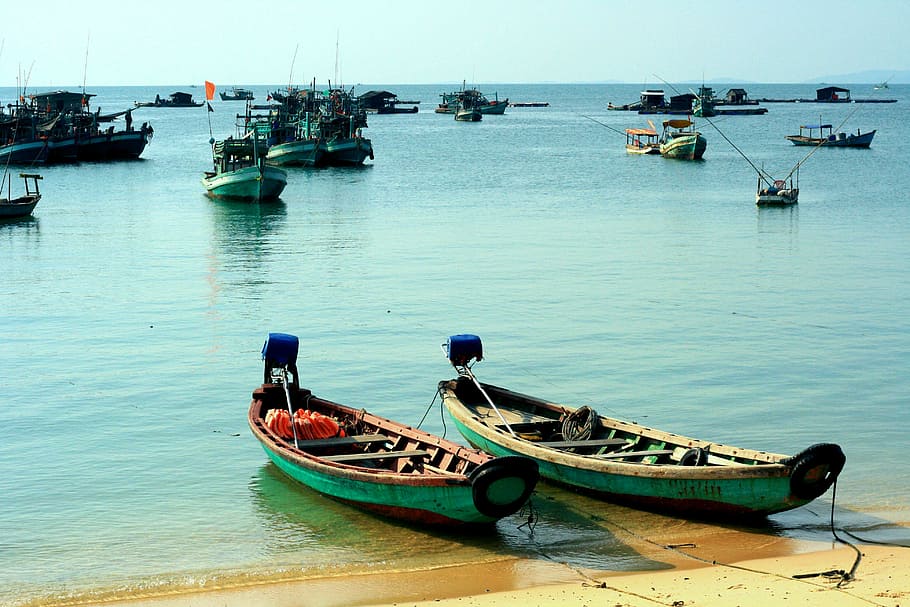 phu quoc, vietnam, boats, beach, island, nautical vessel, transportation, mode of transportation, water, sea