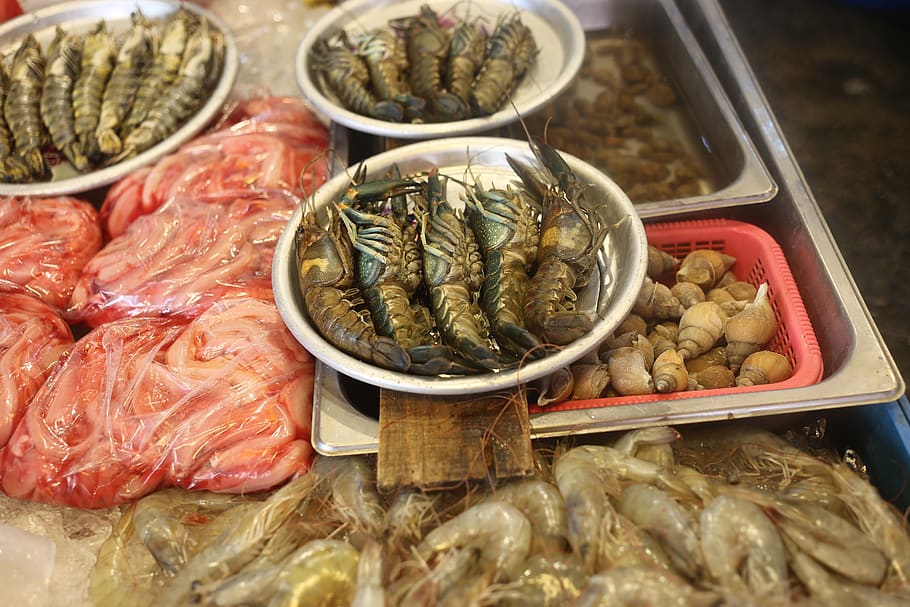 comida, frutos do mar, peixe, mercado, lagosta, comida e bebida, frescura, escolha, bem-estar, variação
