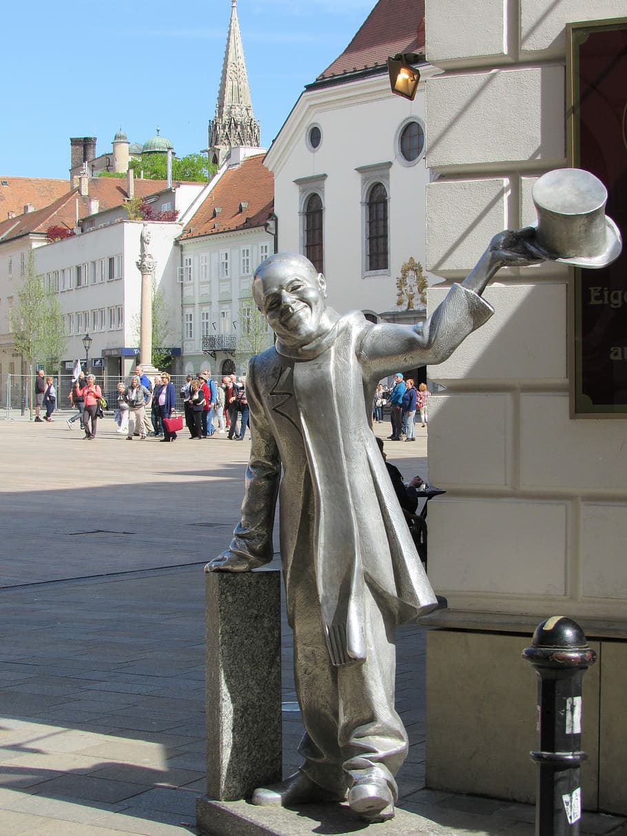 Bratislava, Slovakia, Center, statue, sculpture, architecture, full length, building exterior, built structure, art and craft