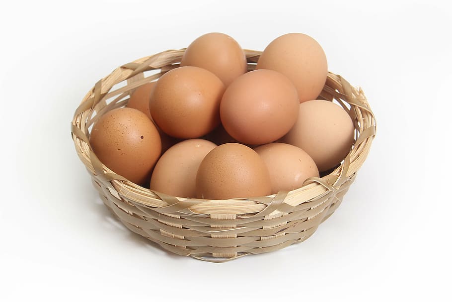 brown, egg lot, beige, wicker basket, egg, basket, food, kitchen, animal Egg, eggs