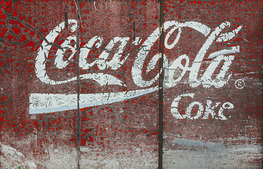 Coca-Cola Coca-Cola Paletización de señalización, Coca Cola, vintage, anuncio, retro, signo, signo retro, pintura, erosionado, rojo