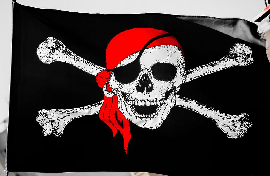 piratas, bandera, calavera, símbolo, esqueleto, barco pirata, calavera ósea, anarquía, negro, tiro del estudio