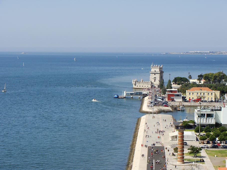 panorama, view, river, atlantic, belem, tower, portugal, lisbon, seaside, coast