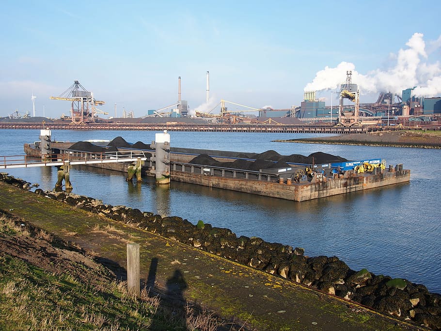 harbor, port, industry, floating, vessel, freight, cargo, coal, brussels, architecture