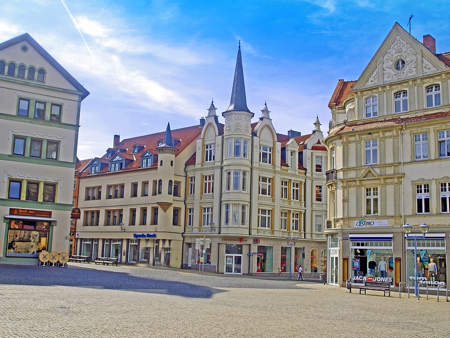 Gotha, Turingia, Alemania, mercado, arquitectura, exterior del edificio, estructura construida, cielo, edificio, ciudad