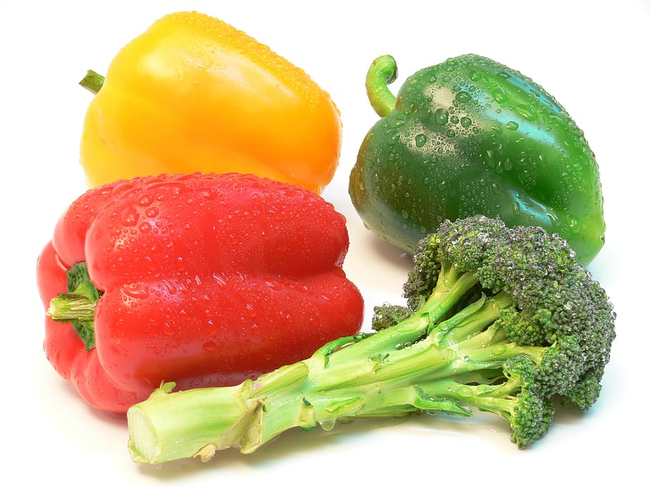 paprika, vegetables, red, green, eating, healthy, food, yellow, peppers, broccoli